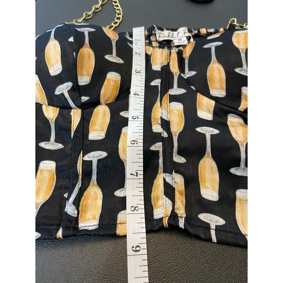 Rabbit Rose Bustier Crop Top Womens M Chain Strap Sweetheart Smock Pad Cup Party - Picture 7 of 11